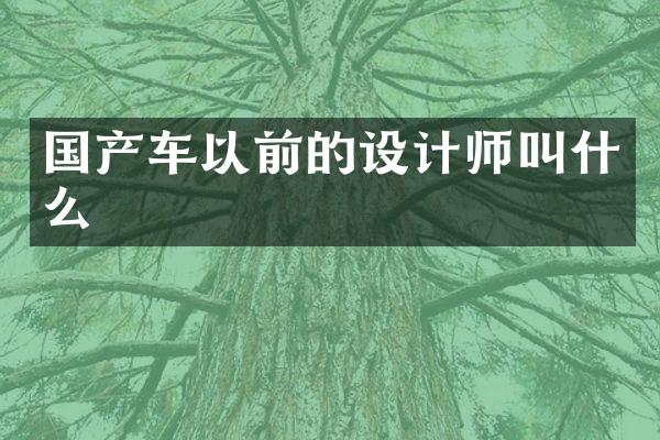 国产车以前的设计师叫什么
