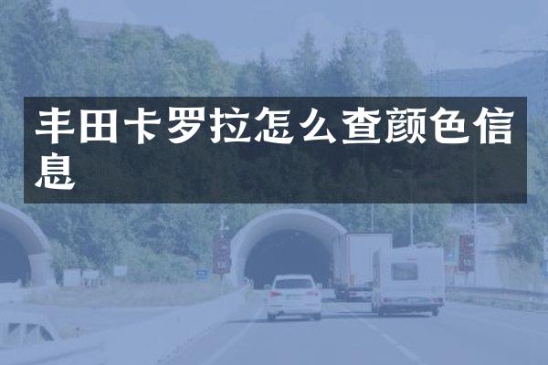 丰田卡罗拉怎么查颜色信息