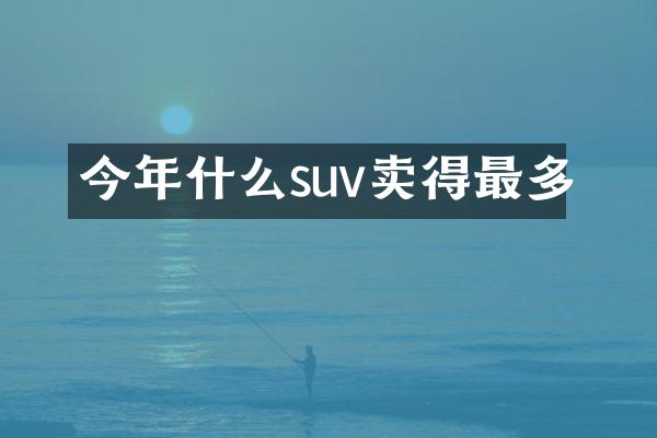 今年什么suv卖得最多