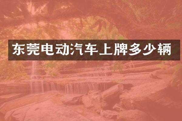 东莞电动汽车上牌多少辆