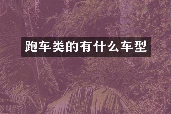 跑车类的有什么车型
