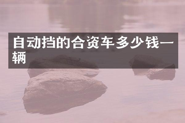 自动挡的合资车多少钱一辆