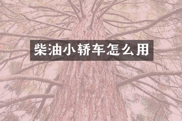 柴油小轿车怎么用
