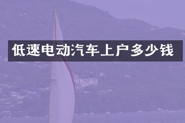 低速电动汽车上户多少钱