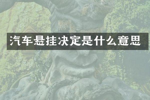 汽车悬挂决定是什么意思