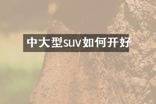 中大型suv如何开好