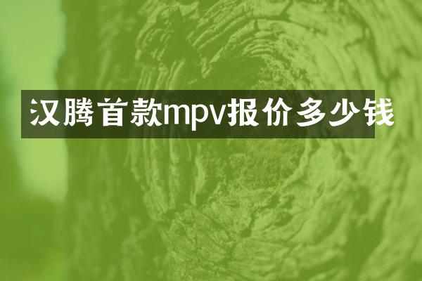 汉腾首款mpv报价多少钱