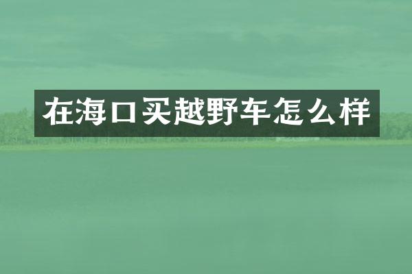 在海口买越野车怎么样