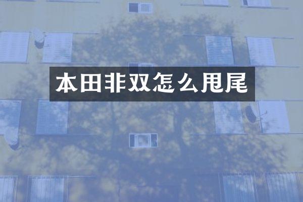 本田非双怎么甩尾