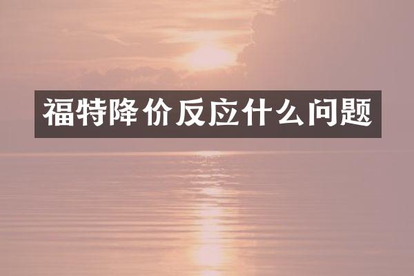 福特降价反应什么问题