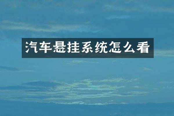 汽车悬挂系统怎么看