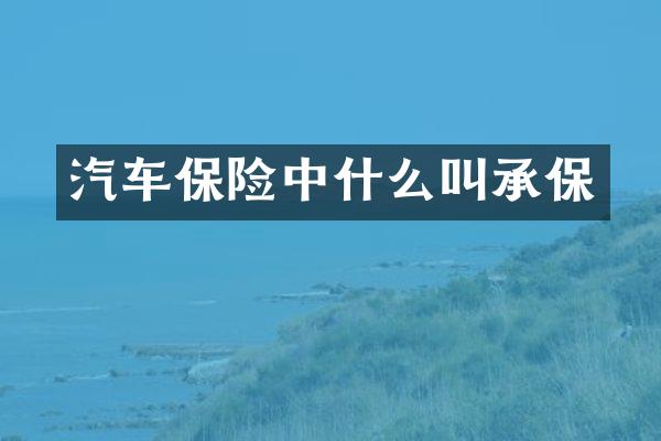 汽车保险中什么叫承保