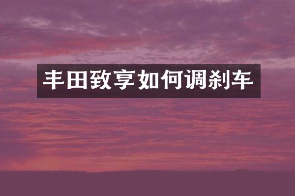 丰田致享如何调刹车