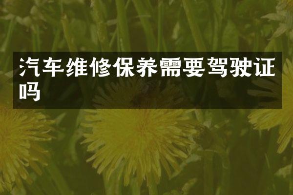 汽车维修保养需要驾驶证吗