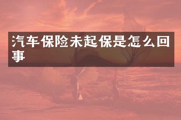 汽车保险未起保是怎么回事