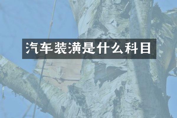 汽车装潢是什么科目