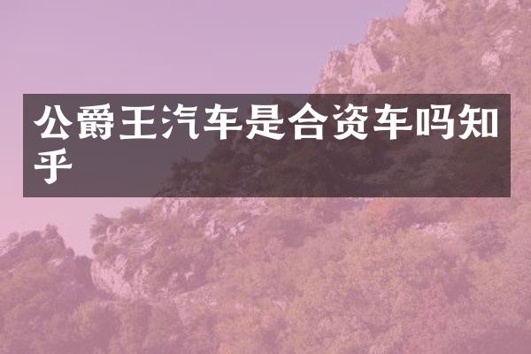 公爵王汽车是合资车吗知乎