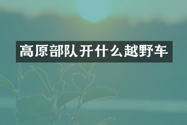 高原部队开什么越野车