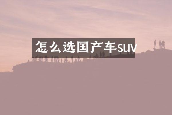 怎么选国产车suv