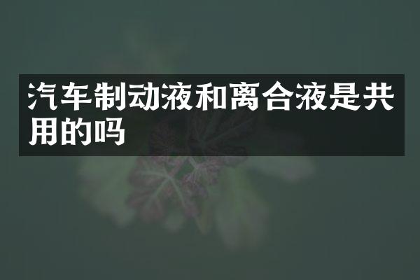 汽车制动液和离合液是共用的吗