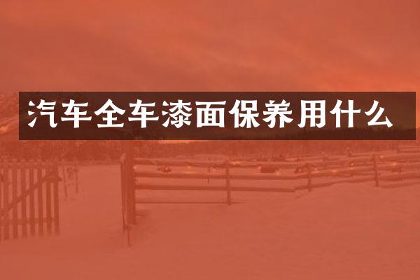 汽车全车漆面保养用什么
