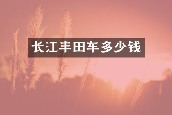 长江丰田车多少钱
