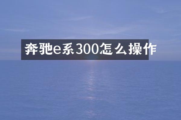 奔驰e系300怎么操作