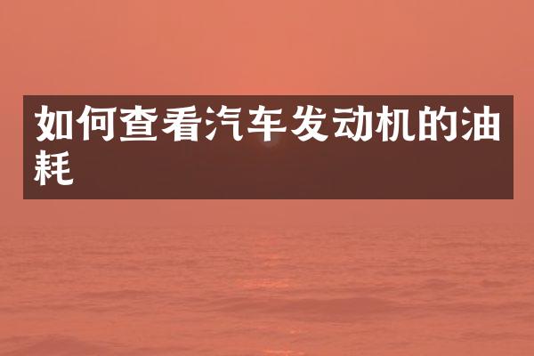 如何查看汽车发动机的油耗