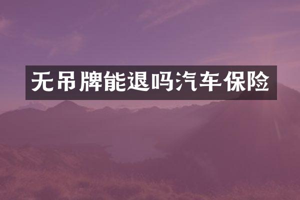 无吊牌能退吗汽车保险
