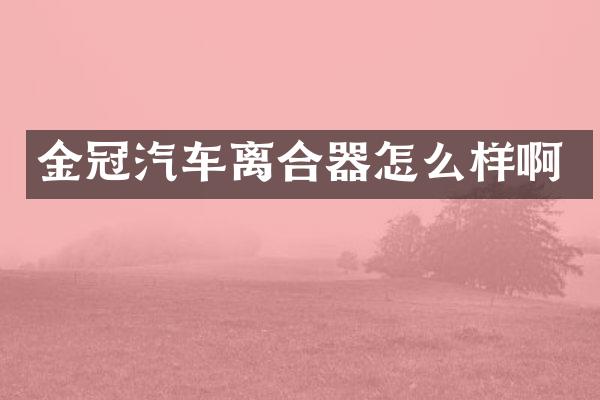 金冠汽车离合器怎么样啊