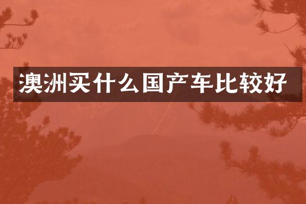 澳洲买什么国产车比较好