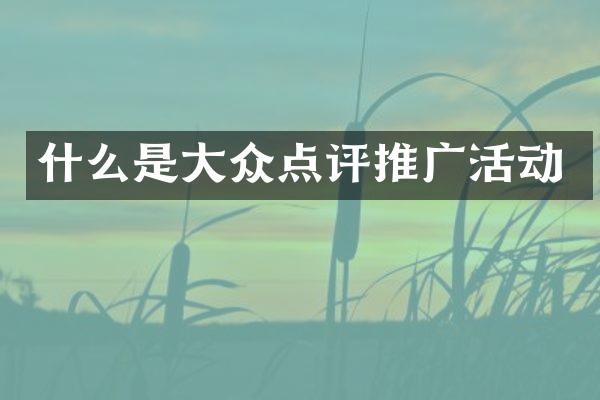 什么是大众点评推广活动