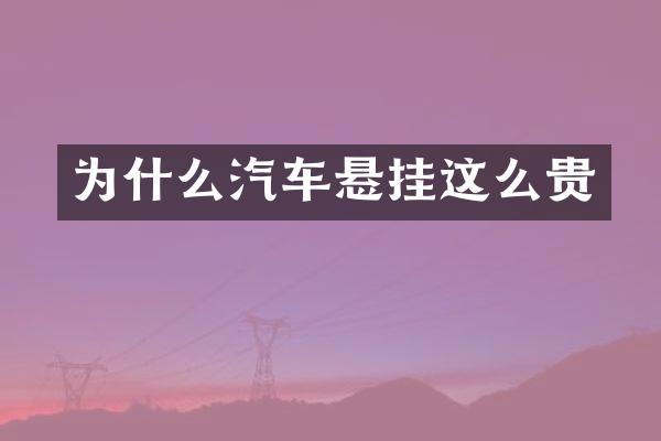 为什么汽车悬挂这么贵
