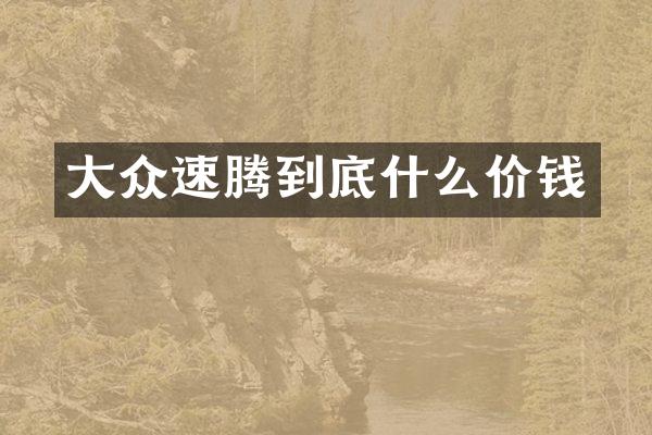 大众速腾到底什么价钱