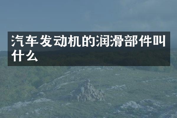 汽车发动机的润滑部件叫什么