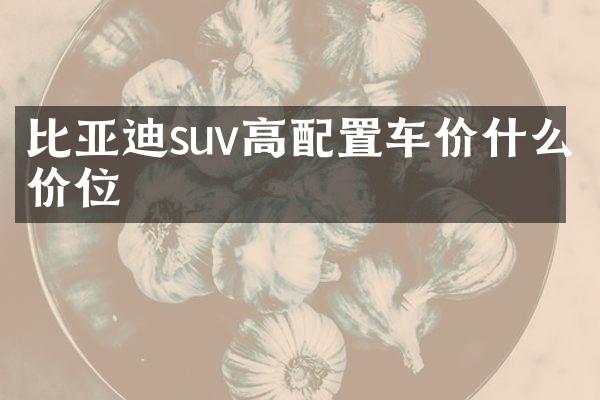 比亚迪suv高配置车价什么价位