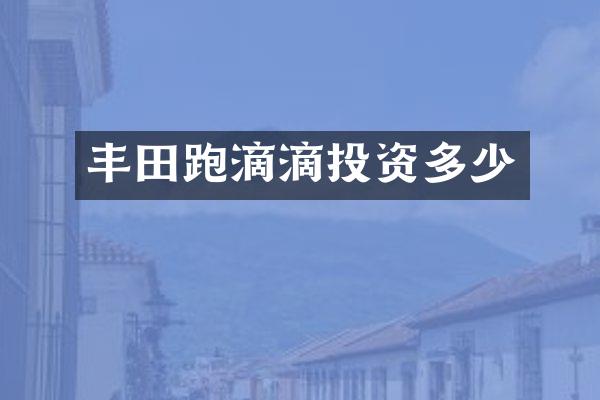 丰田跑滴滴投资多少