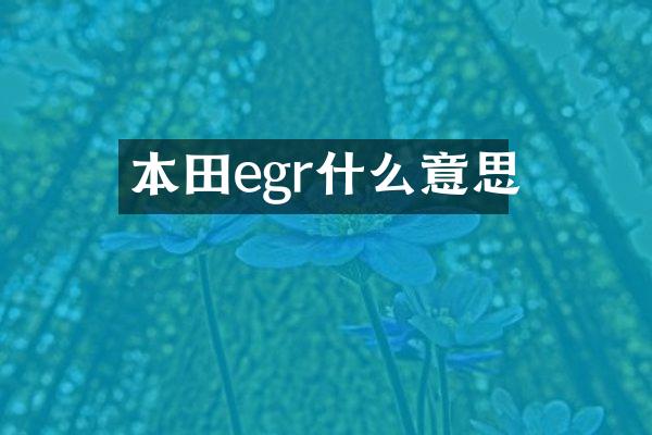 本田egr什么意思