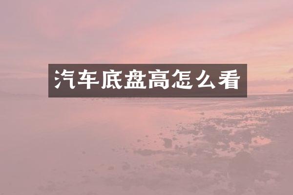 汽车底盘高怎么看