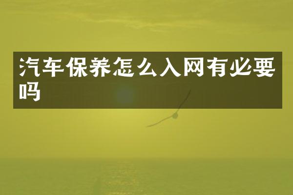 汽车保养怎么入网有必要吗
