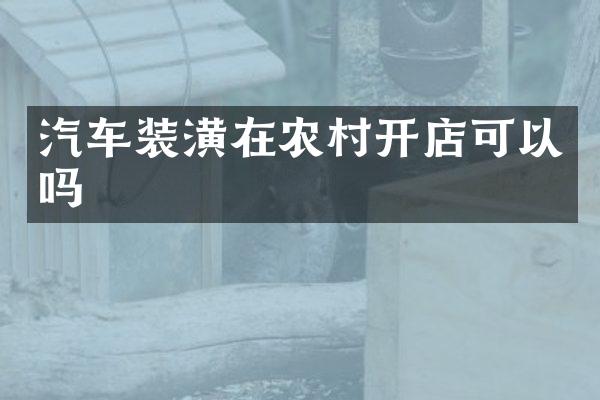 汽车装潢在农村开店可以吗