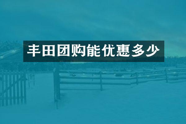 丰田团购能优惠多少
