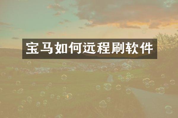 宝马如何远程刷软件