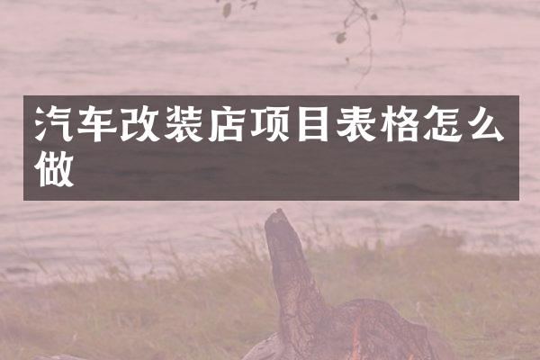 汽车改装店项目表格怎么做