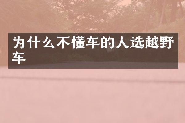 为什么不懂车的人选越野车