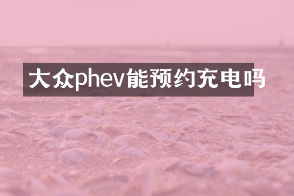 大众phev能预约充电吗