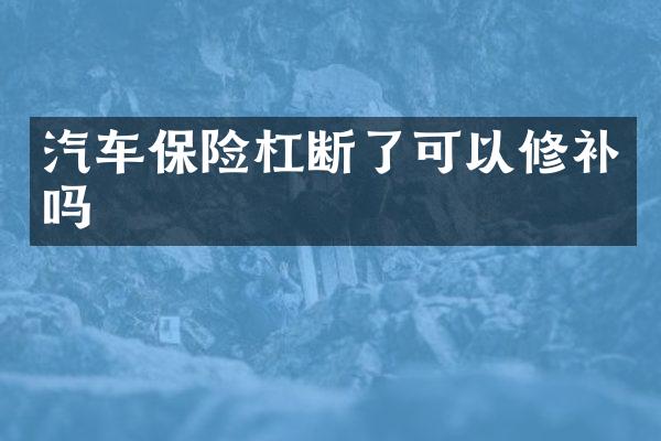 汽车保险杠断了可以修补吗