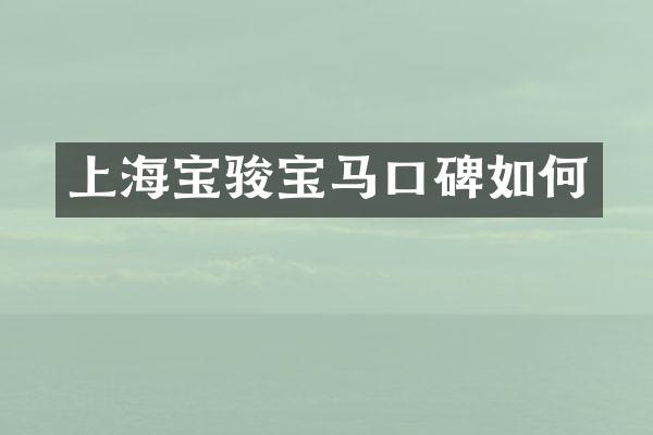 上海宝骏宝马口碑如何