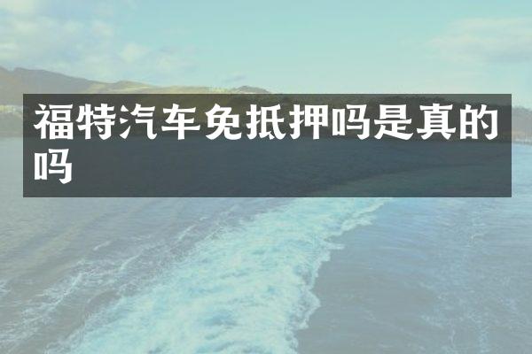 福特汽车免抵押吗是真的吗