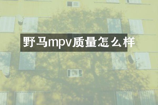 野马mpv质量怎么样